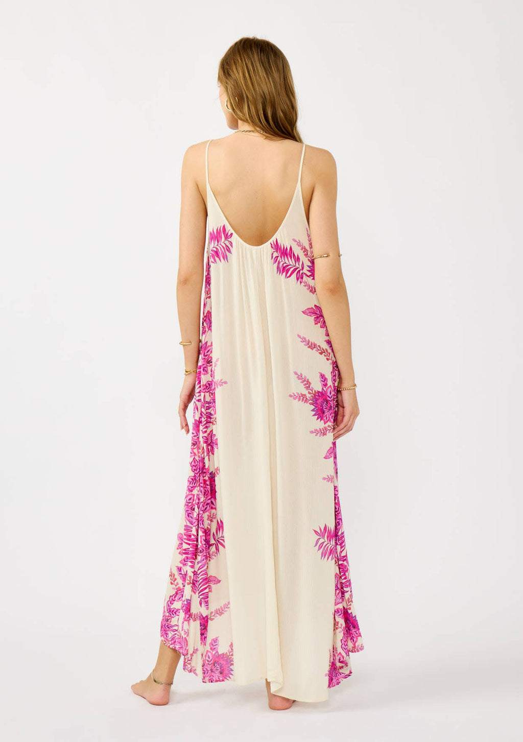 Flowy Spaghetti Strap High-Low Maxi Cover-Up Dress