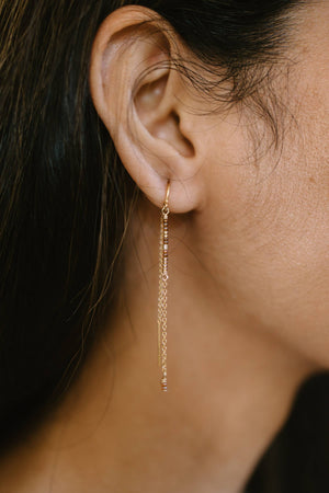 Italian Glass Bead with Chain Dangle Earrings