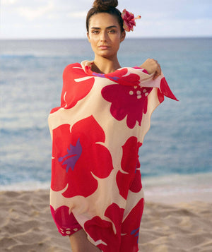 Aloalo Pareo Sarong Sand with Hawaiian Airlines: 67 x 43 in