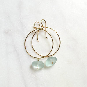 Sea Foam Glass Hoops