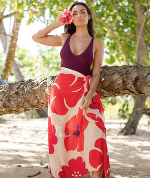 Aloalo Pareo Sarong Sand with Hawaiian Airlines: 67 x 43 in