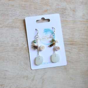 Opaque Sea Foam Glass Earrings