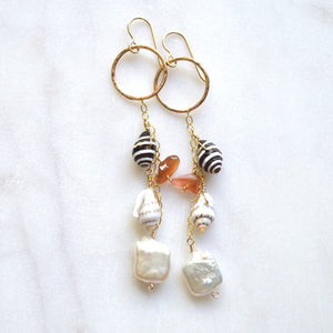 Pearl Shell Cluster Earrings