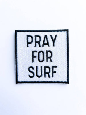 Black Pray for Surf Embroidered Iron On Patch for Clothing