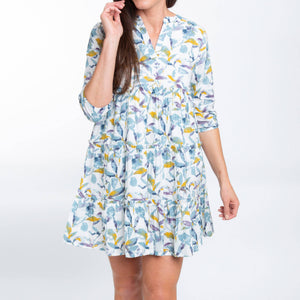 Allegra V-Neck 3/4 Sleeve Tiered Baby Doll  Dress