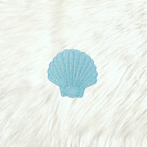 Seashell Blue Beach Embroidery Iron On Patch
