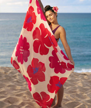 Aloalo Pareo Sarong Sand with Hawaiian Airlines: 67 x 43 in