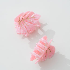 Pink Monstera Claw Clip - Medium
