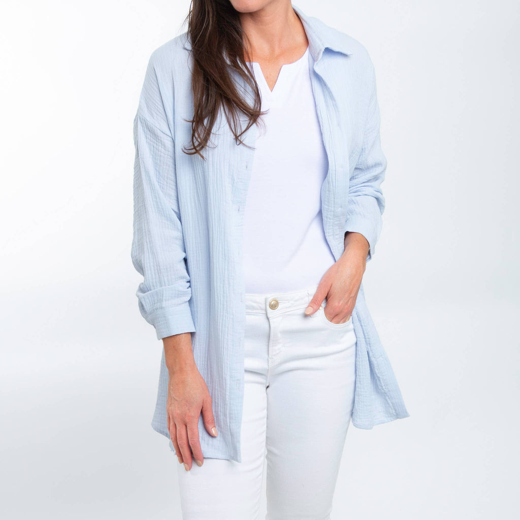 Aaliyah Gauze Long Sleeve Button Up Top
