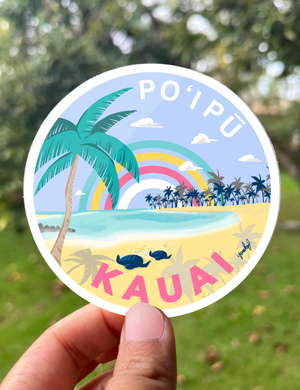 Kauai Poipu Beach Sticker - Hawaii Island Series