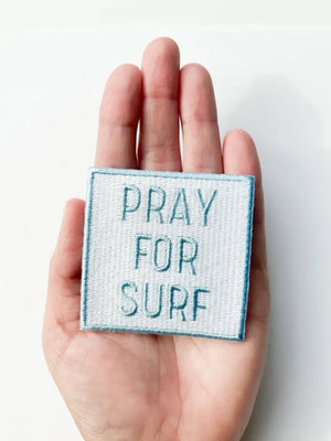 Blue Pray for Surf Embroidered Iron On Patch Hats & Clothing