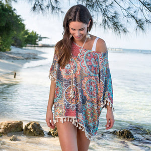 Fringe Beach Swimsuit Cover Up Swimwear Coverup Beach Tunic and Lightweight Layer