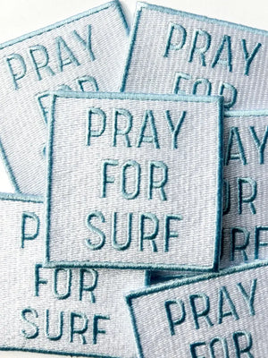 Blue Pray for Surf Embroidered Iron On Patch Hats & Clothing