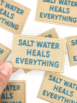 Salt Water Heals Everything Embroidered Patch Coastal Quote