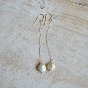 Champagne Pearl Chain Earrings