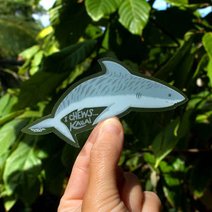 KAUAI SHARK CLEAR STICKER - SMALL