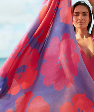 Aloalo Pareo Sarong Purple with Hawaiian Airlines: 67"x43"