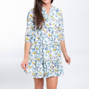 Allegra V-Neck 3/4 Sleeve Tiered Baby Doll  Dress