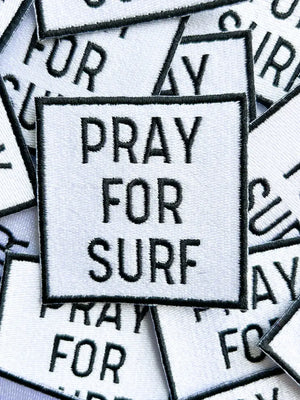 Black Pray for Surf Embroidered Iron On Patch for Clothing