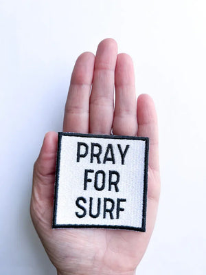 Black Pray for Surf Embroidered Iron On Patch for Clothing
