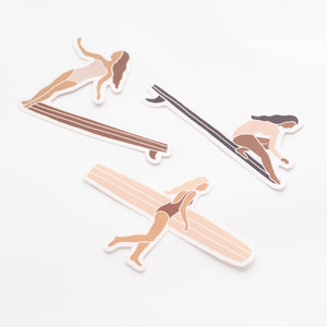 Surfer Girl Walking Vinyl Sticker