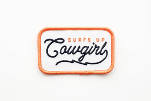 Surfs Up Cowgirl Embroidered Iron on Patch