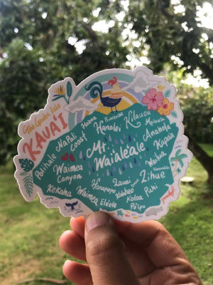 Kauai Map Sticker  - Kawaii Hawaii Island Series