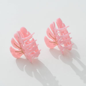 Pink Monstera Claw Clip - Medium