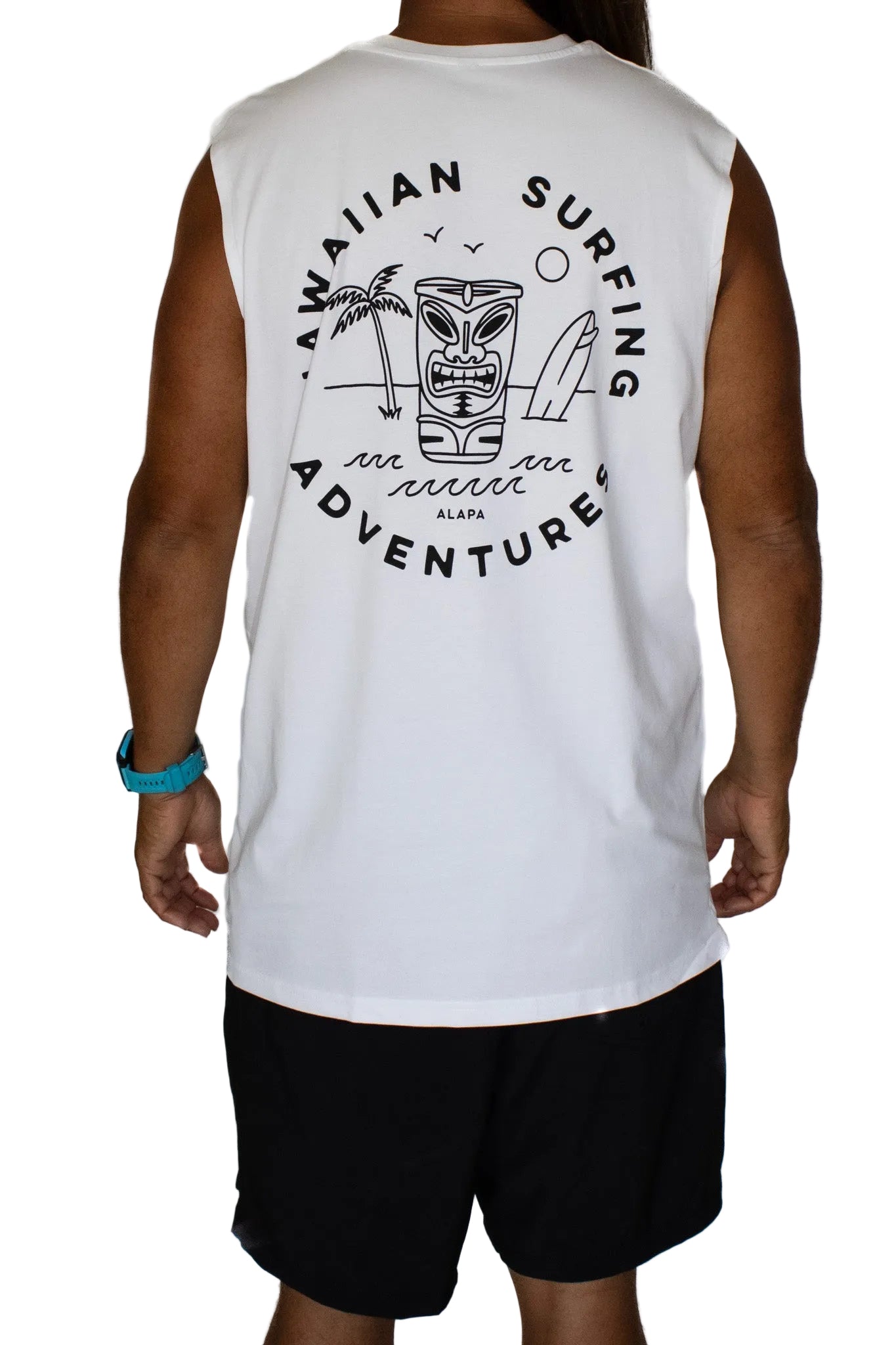 Hawaiian Surfing Tiki Tank White