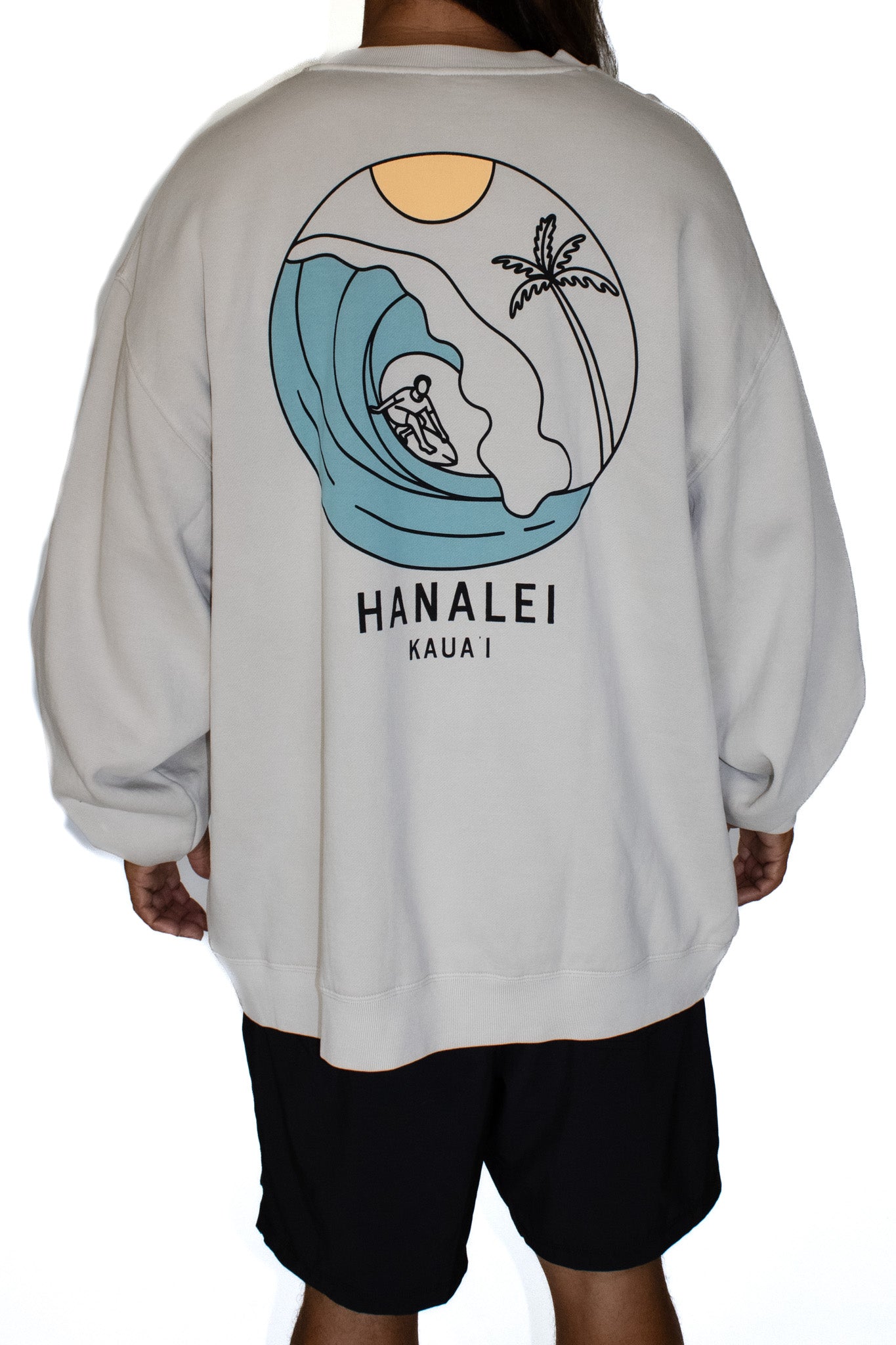 Hanalei Beach Boys Faded Bone Crewneck