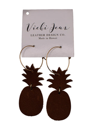 Leather Pineapple Earrings