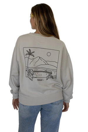 Women’s Hanalei Pier Faded Bone Cropped Crewneck