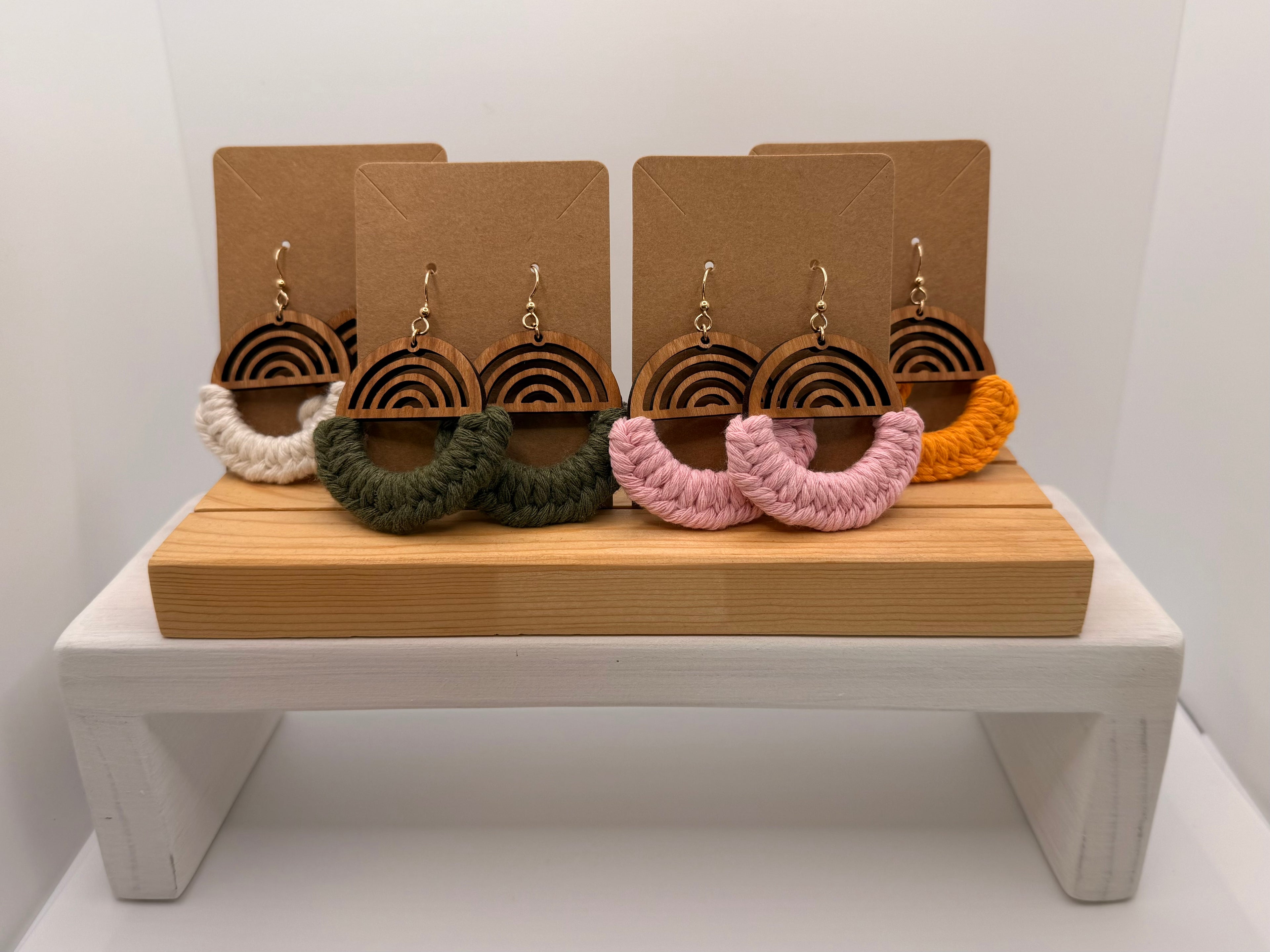 Macramé Gold Filled/wood Earrings