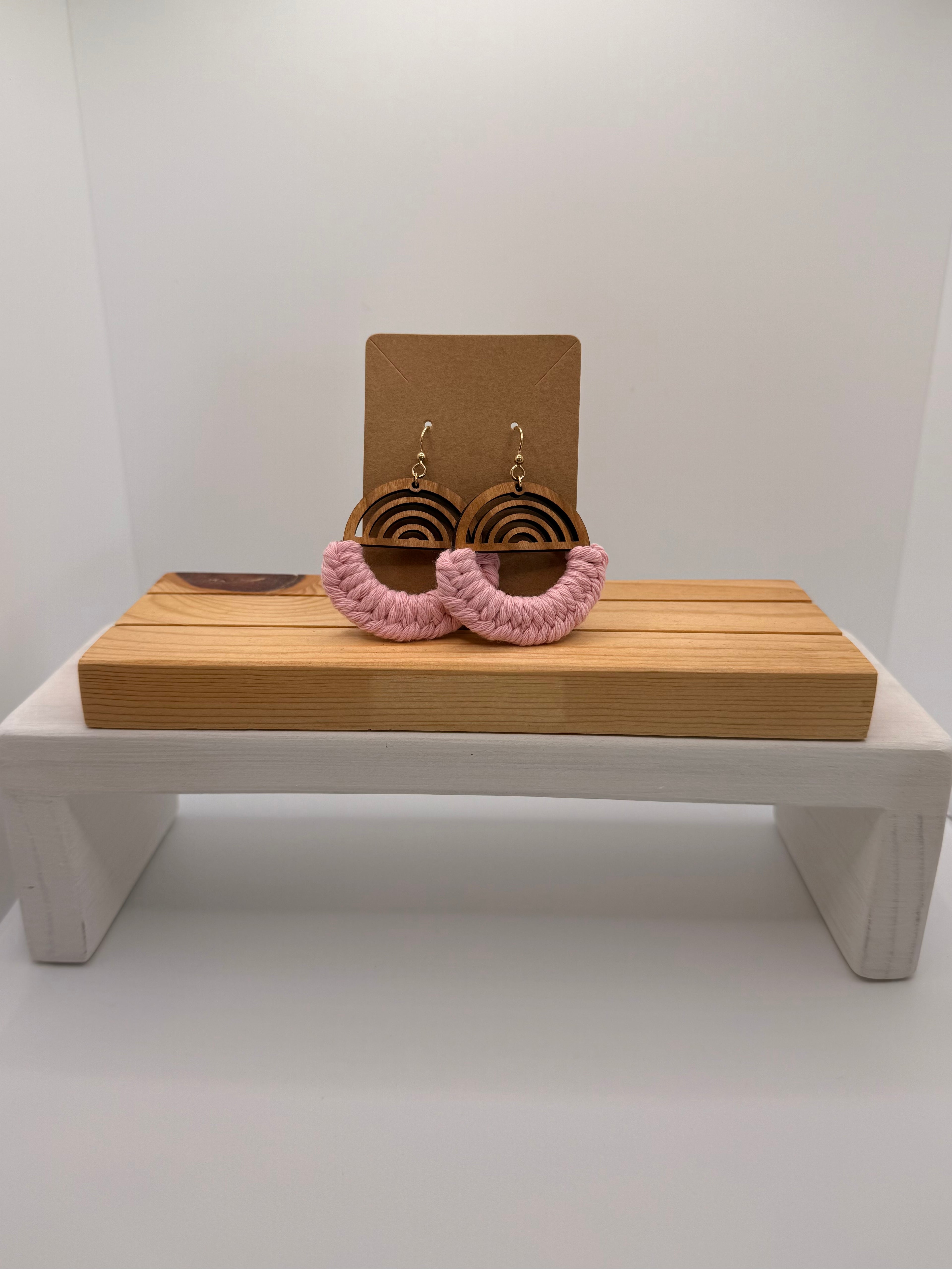 Macramé Gold Filled/wood Earrings