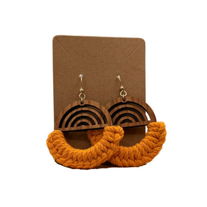 Macramé Gold Filled/wood Earrings