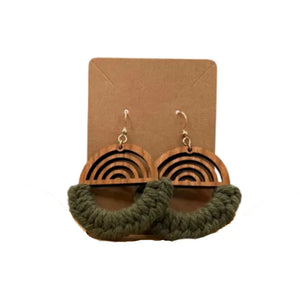 Macramé Gold Filled/wood Earrings