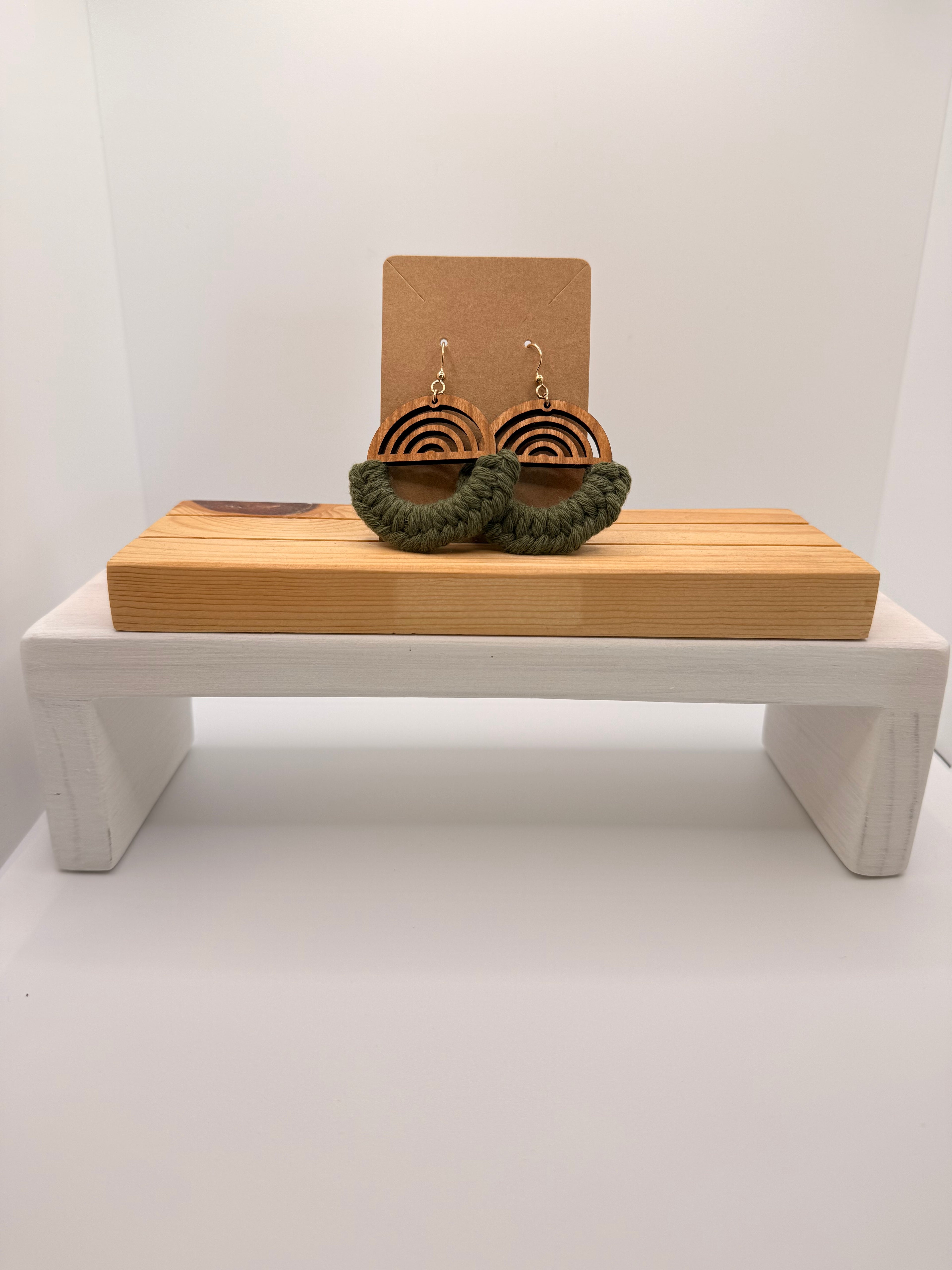 Macramé Gold Filled/wood Earrings