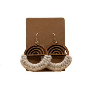 Macramé Gold Filled/wood Earrings
