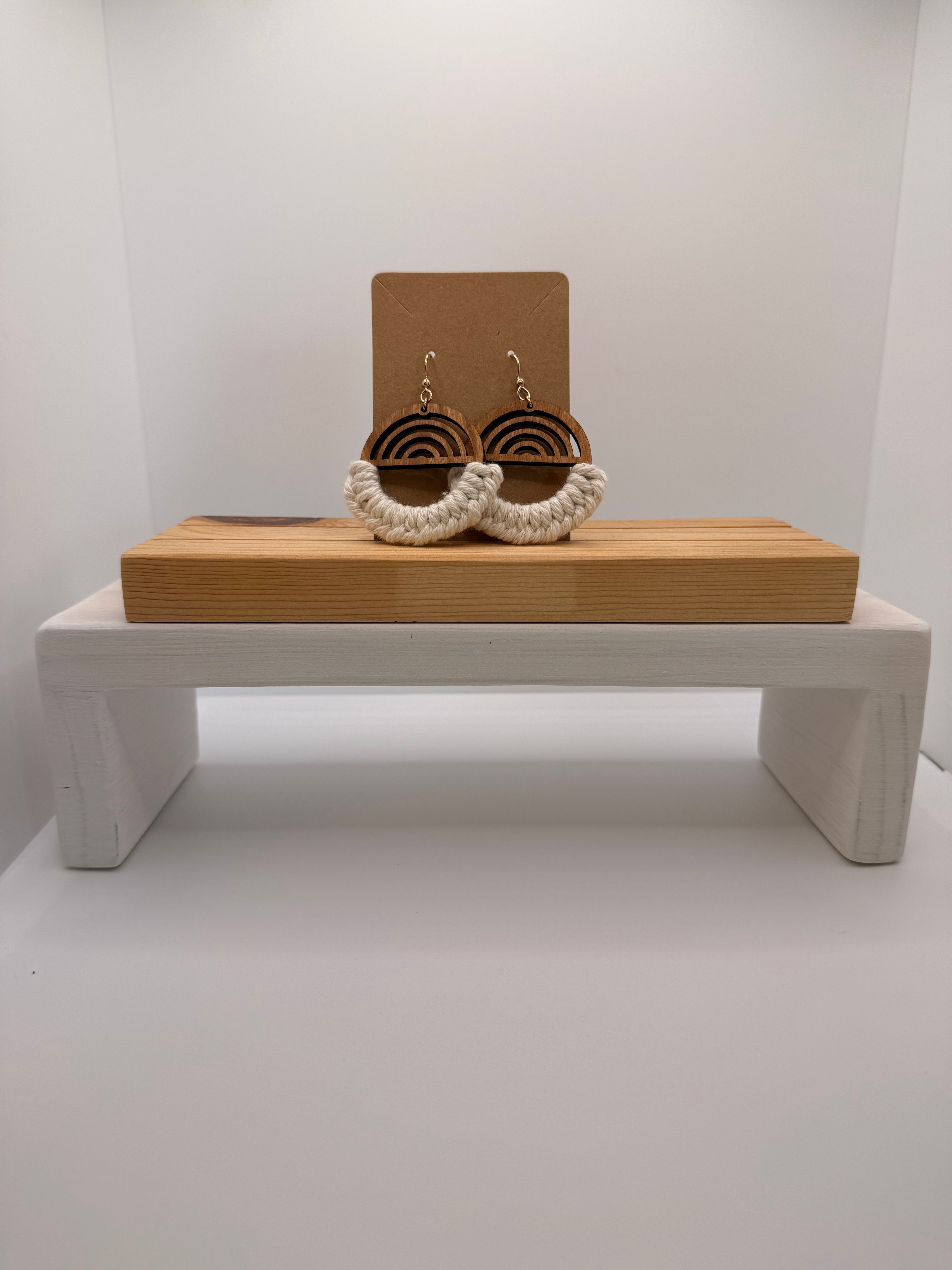 Macramé Gold Filled/wood Earrings