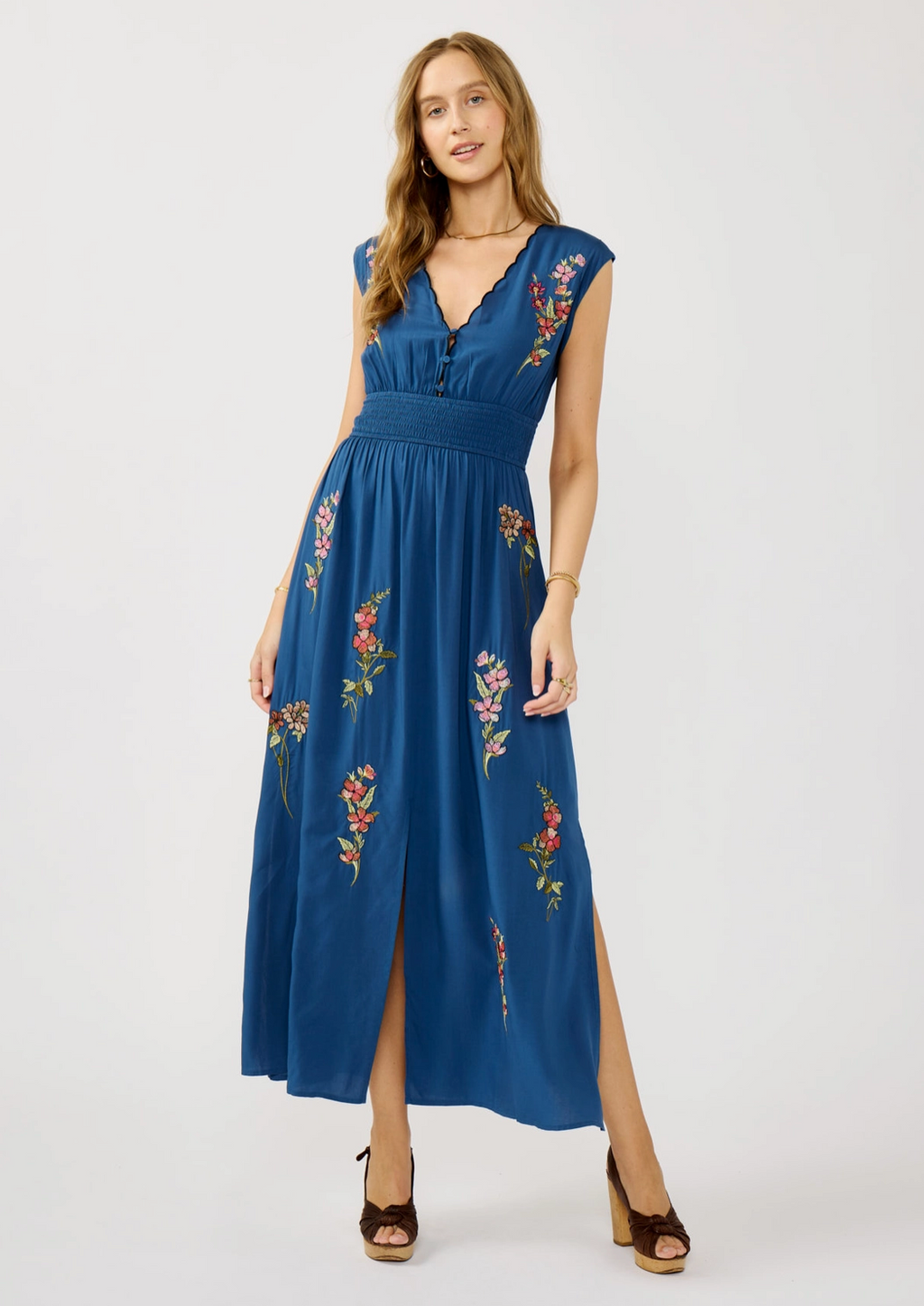 Floral Scalloped Maxi Dress