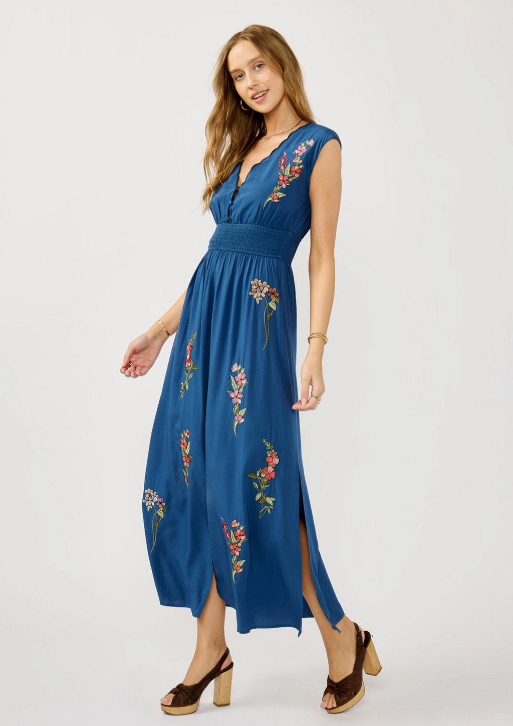 Floral Scalloped Maxi Dress