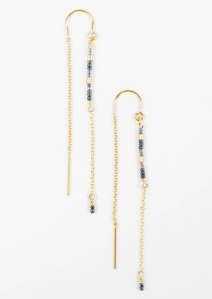 Italian Glass Bead with Chain Dangle Earrings