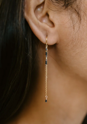 Italian Glass Bead with Chain Dangle Earrings