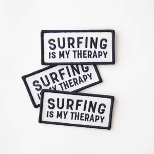 Surfing Is My Therapy Embroidered Iron on Patch