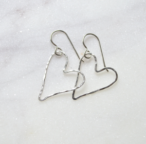 Mini Hammered Heart Earrings