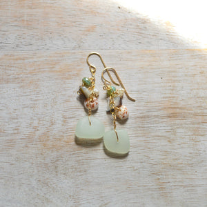 Opaque Sea Foam Glass Earrings