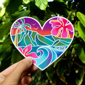 KAUAI HEART SCENIC FULL COLOR STICKER - LARGE