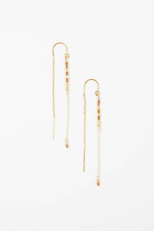 Italian Glass Bead with Chain Dangle Earrings