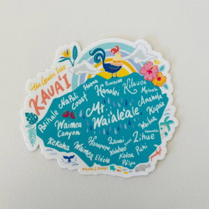 Kauai Map Sticker  - Kawaii Hawaii Island Series