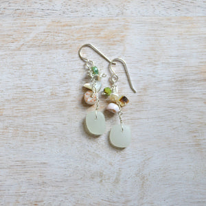 Opaque Sea Foam Glass Earrings